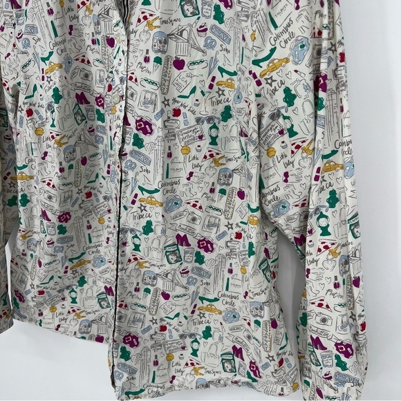 NYC DOODLE COTTON BUTTON FRONT SHIRT Talbots Plus Size XL Petite - Picture 6 of 16